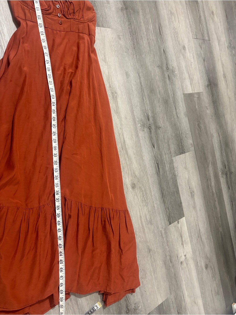 FARM Rio Rust Ruffle-Shoulder Midi Dress - Picture 6 of 11